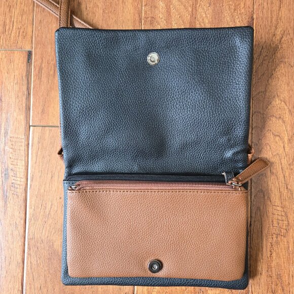 Dana Buchman Small Saddle Bag Crossbody Black & Brown - Picture 5 of 8